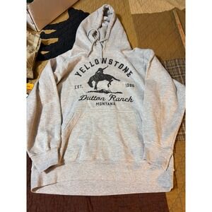 Yellowstone Dutton Ranch Montana Graphic Hoodie Heather Gray Small Est 1886